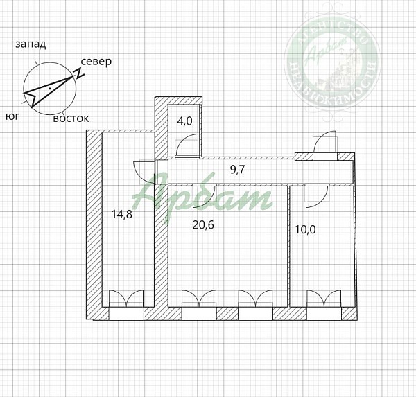 2-к квартира, 59 кв.м. (№14223)