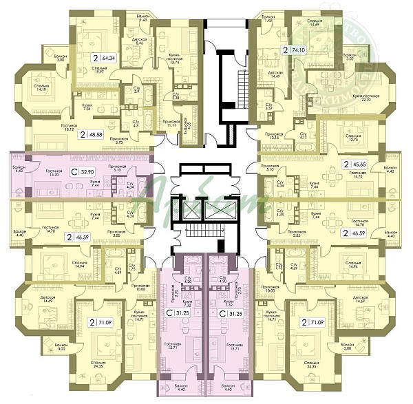 1-к квартира в новостройке, 46 кв.м. (№13178)