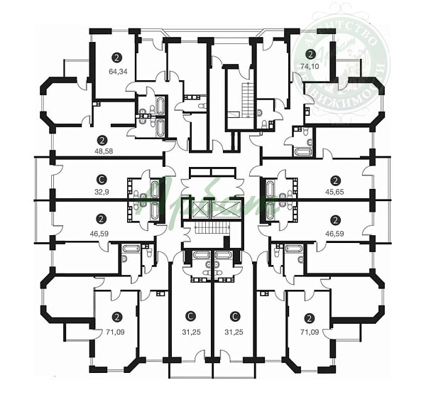 1-к квартира в новостройке, 45 кв.м. (№12610)