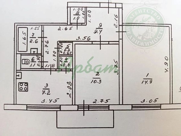 2-к квартира, 47 кв.м. (№14828)
