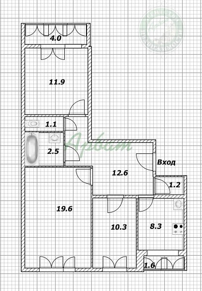 Снять 3-к квартиру, 67 кв.м. (№14128)