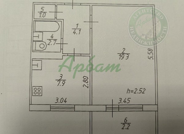 1-к квартира, 35 кв.м. (№13201)